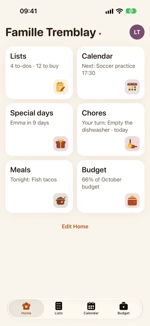 FamSorted on iPhone: Home with today’s soccer practice, tonight’s fish tacos and 66 % of the October budget